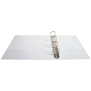Kroužkový pořadač z pevného PP 2,8 mm se 4 kroužky 60 mm ve tvaru D, 90 mm hřbet, 2 vnější a 2 vnitřní pouzdra, Krea Cover, DIN A4 extra široký bílý.