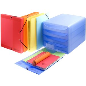 Kroužková vazba z PP 1,2 mm se 4 kroužky 30 mm, hřbet 40 mm, Linicolor, pro formát DIN A4 extra široký, různé barvy