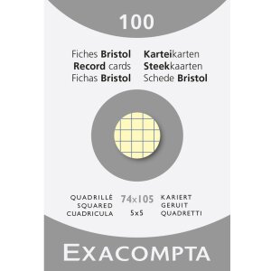 Karteikarten A7 kariert ungelocht 100 Stück gelb