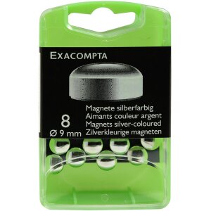 Krabička 8 magnetů, Ø9 mm, stříbrná