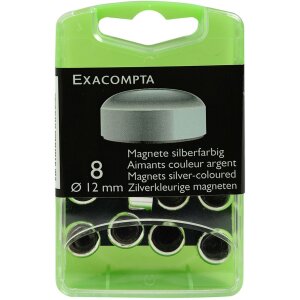 Krabička 8 magnetů, Ø12 mm, stříbrná
