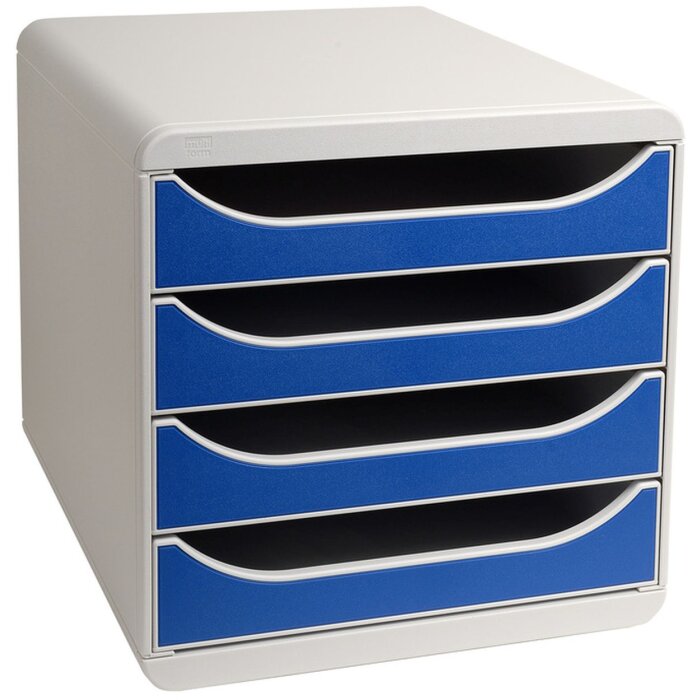 Exacompta Big-Box Classic lichtgrau-blau Schubladenbox 4 Schubladen A4