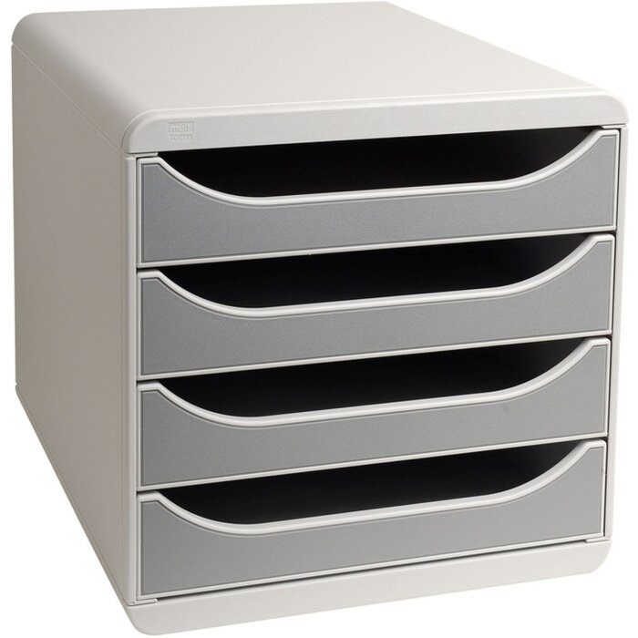 Exacompta Big-Box Classic lichtgrau-steingrau Schubladenbox 4 Schubladen A4