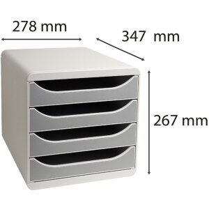 Exacompta Big-Box Classic lichtgrau-steingrau Schubladenbox 4 Schubladen A4