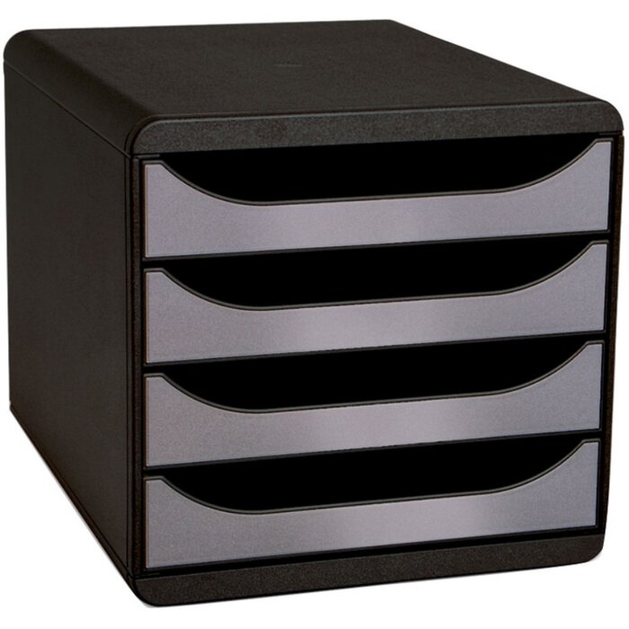 Exacompta Big-Box Classic schwarz-silber Schubladenbox A4