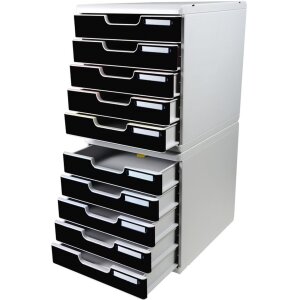 Exacompta Modulo A4 Ladenbox mit 5 Laden lichtgrau/schwarz 35x28,8x32cm