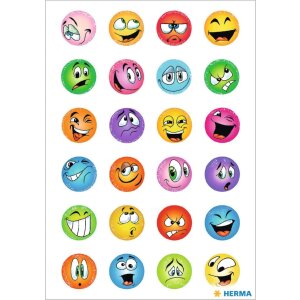 HERMA Smily-Sticker DECOR beglimmert 2 Blatt Smilys 1,7 cm