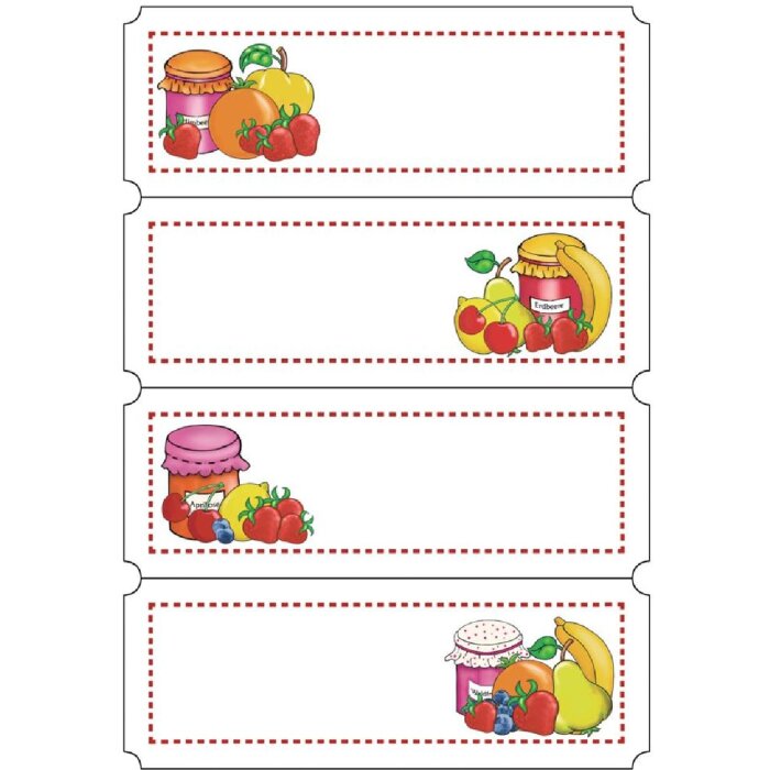 HERMA Selbstklebende Fruchtsticker VARIO 4 Blatt 16 Sticker 9x16,3 cm Bunt