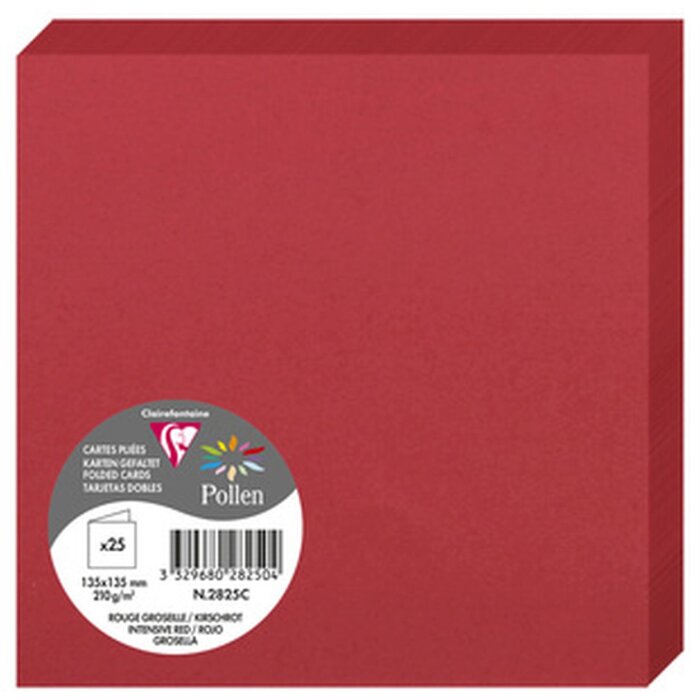Clairefontaine 2825C Doppelkarte Pollen 135x135mm Kirsche Pack 25