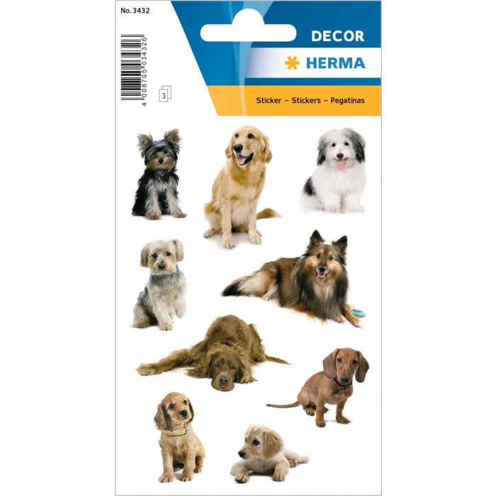 HERMA Sticker Süße Hunde 3432 Hunderassen 3 Bögen 9x16 cm selbstklebend