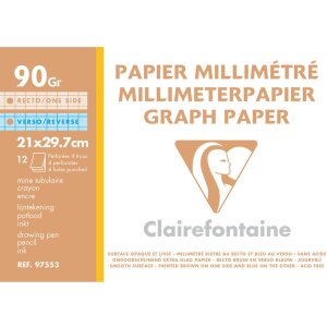 Clairefontaine Milimeterpapier A4 gelocht weiß 90g...
