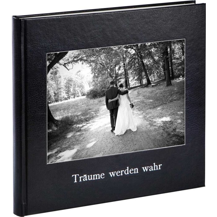 KOLARA Svatební kniha hostů černá imitace kůže s možností personalizace 23x25 cm