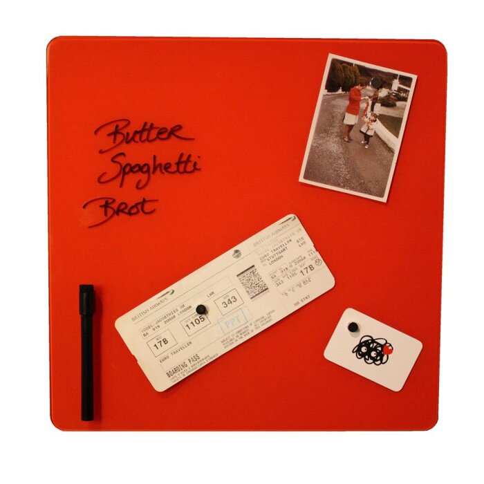 Skleněná tabule s magnetem DRY ERASE 38x38 cm červená