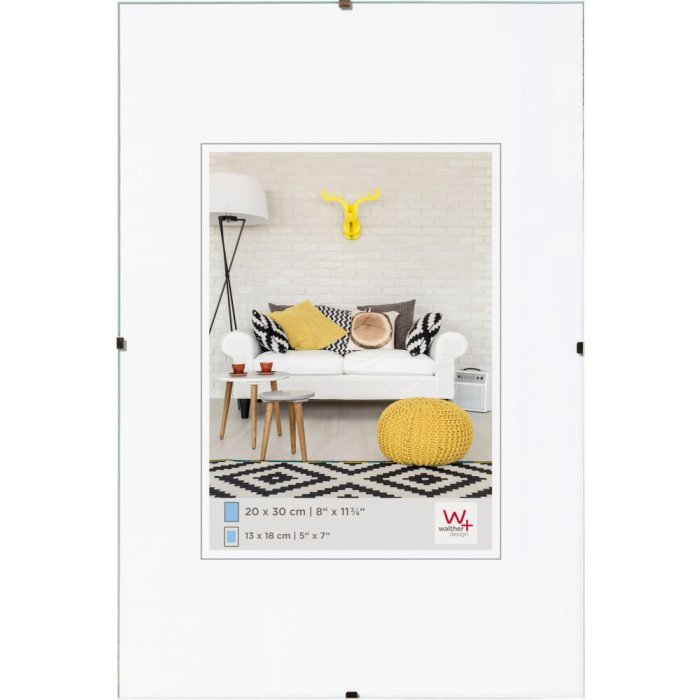 Bezrámový držák na obrazy Walther 50x70 cm z čirého skla