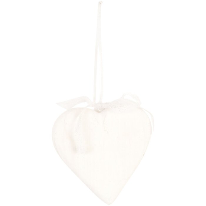 Clayre & Eef Holzherz zum Aufhängen 13x13 cm weiß