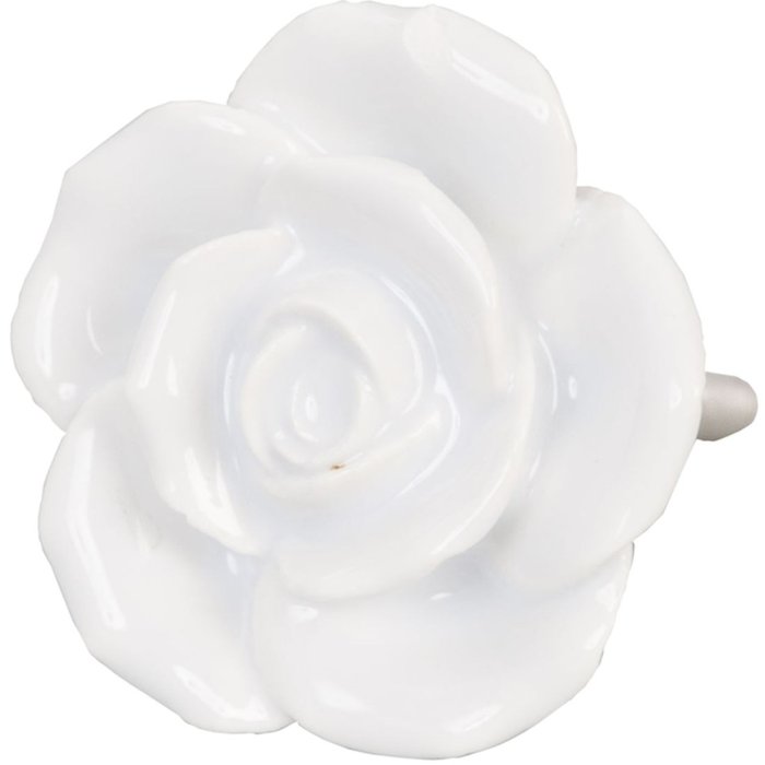 Clayre & Eef 61876 Dveřní klika Ø 4,5 cm Bílá keramika