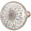 Clayre & Eef 61888 Dveřní knoflík Ø 3 cm Bílá šedá keramika kulatá