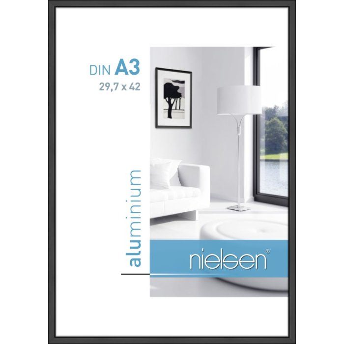 Hliníkový rám Nielsen Classic 29,7x42 cm černý matný Rám pro certifikát DIN A3
