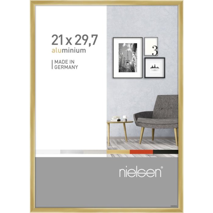 Hliníkový rám Nielsen Pixel 21x29,7 cm zlatý lesklý rám na certifikáty DIN A4