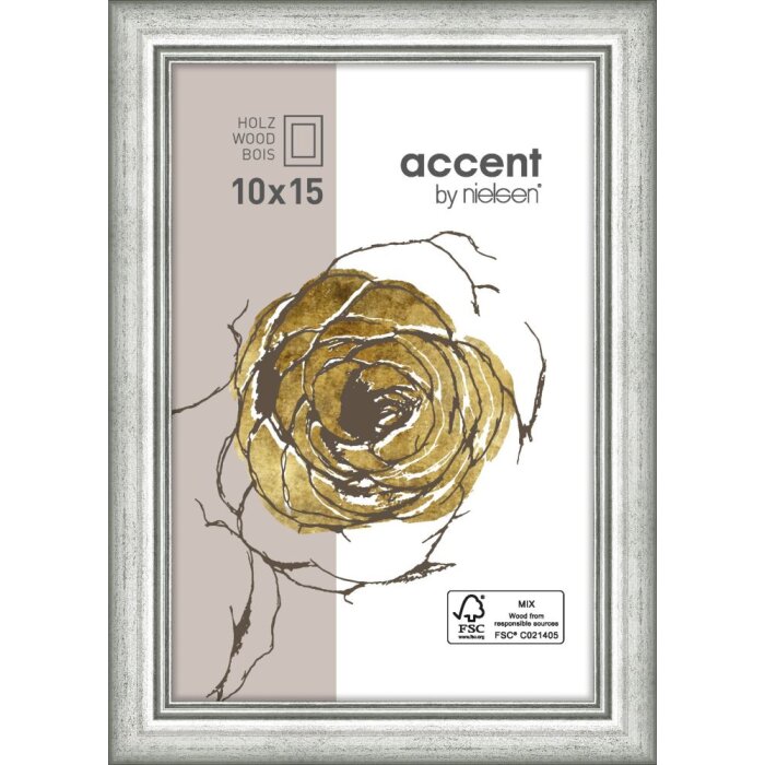 Dřevěný rám Ascot 10x15 cm stříbrný
