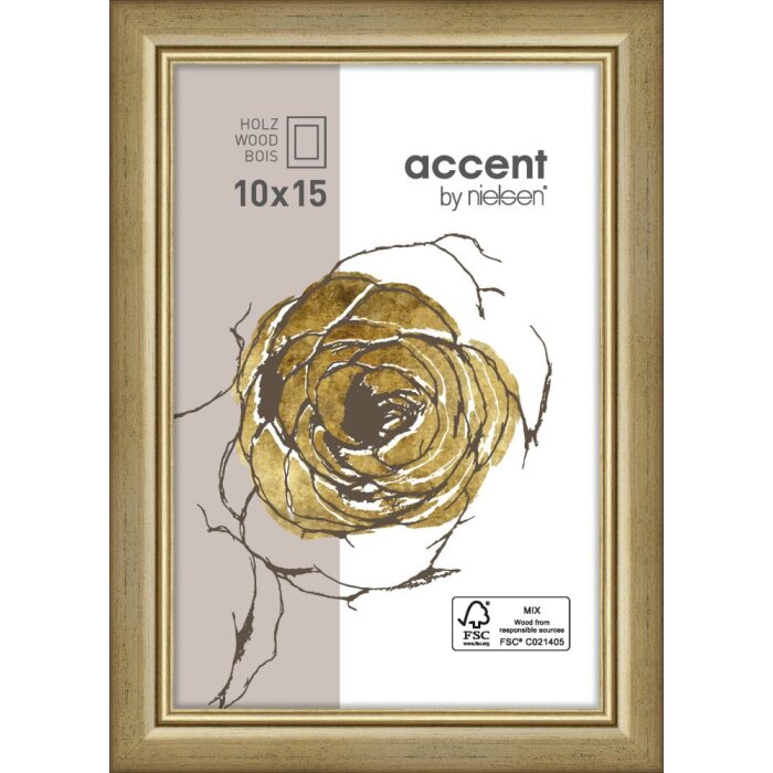 Dřevěný rám Ascot 10x15 cm zlatý