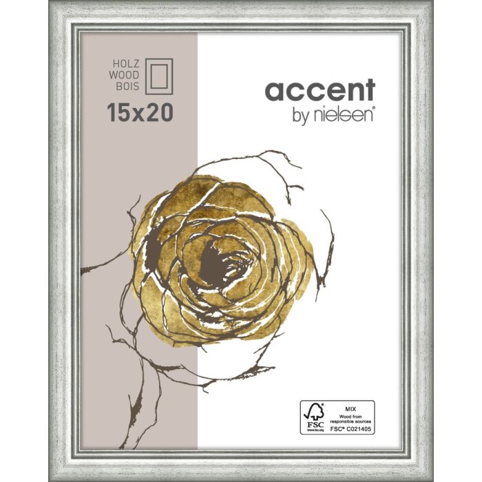 Dřevěný rám Ascot 13x18 cm stříbrný