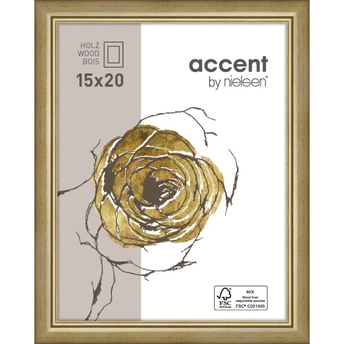 Dřevěný rám Ascot 13x18 cm zlatý