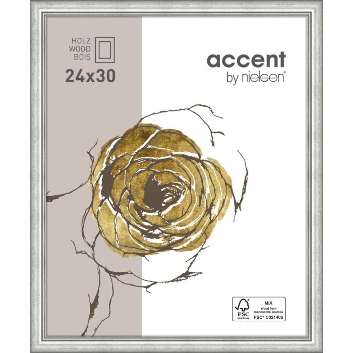 Dřevěný rám Ascot 18x24 cm stříbrný