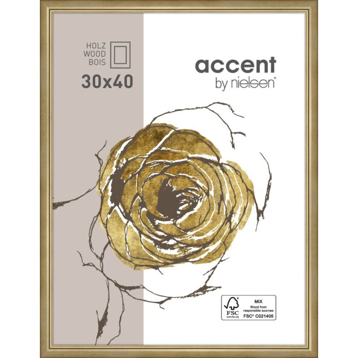 Dřevěný rámeček Nielsen Ascot 21x29,7 cm zlatý rámeček na certifikát A4 DIN