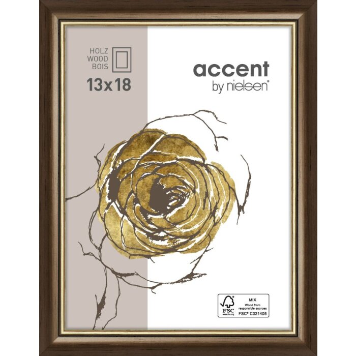 Dřevěný rám Ascot 24x30 cm tmavě hnědo-zlatý