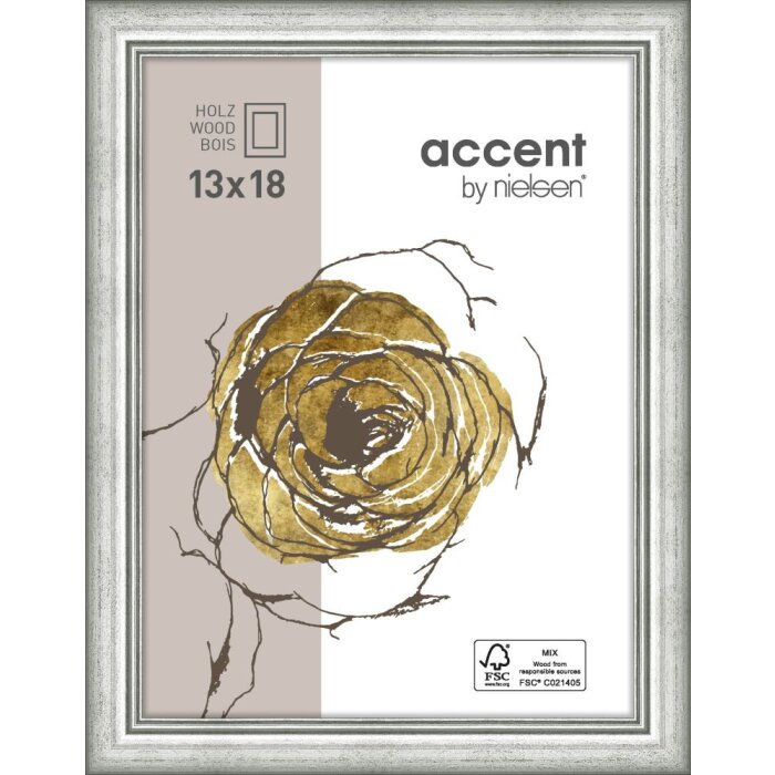 Dřevěný rám Ascot 24x30 cm stříbrný