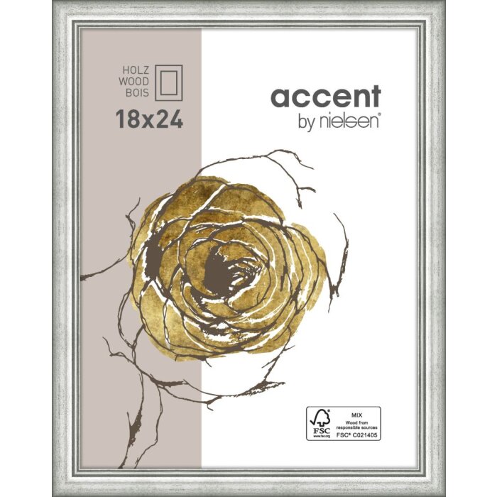 Dřevěný rám Ascot 30x40 cm stříbrný