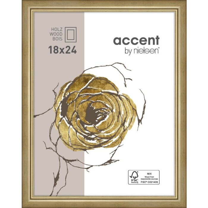 Dřevěný rám Ascot 30x40 cm zlatý