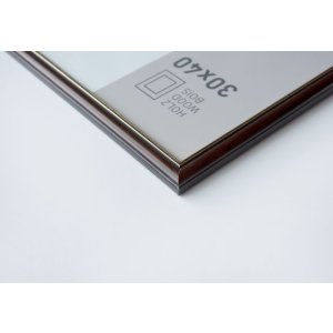 Dřevěný rám Nielsen Ascot 40x50 cm tmavě hnědý zlatý zadní panel z MDF pro vysoké formáty na šířku