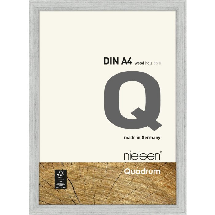 Dřevěný odnímatelný rám Quadrum 21x30 cm stříbrný