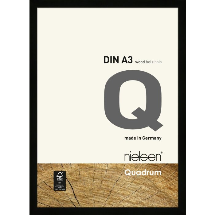Dřevěný odnímatelný rám Nielsen Quadrum 30x42 cm černý Rám pro certifikáty DIN A3