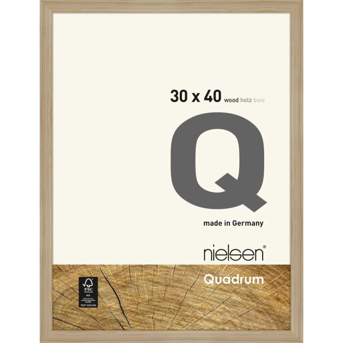 Dřevěný rám Nielsen Quadrum 30x40 cm přírodní dubový blokový profil normální sklo