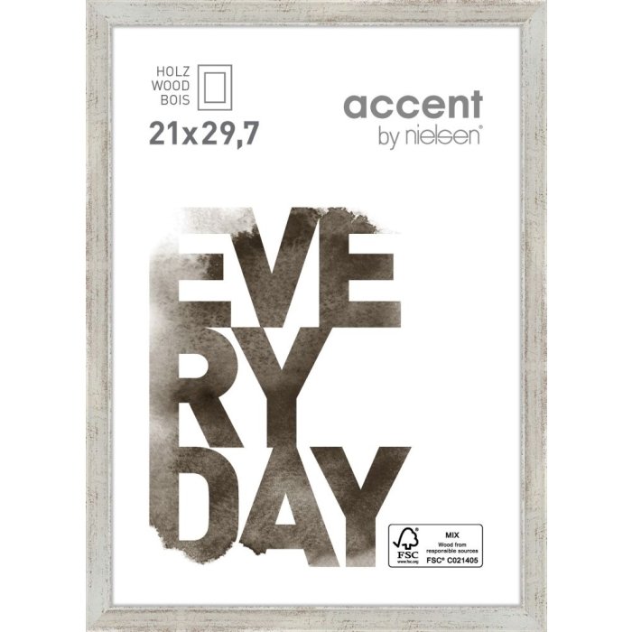 Dřevěný rám Nielsen Zoom 21x30 cm stříbrný rám na certifikáty DIN A4