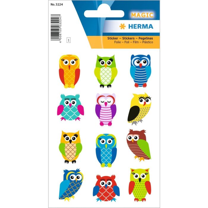 HERMA MAGIC Eulen Folie glittery 1 Blatt