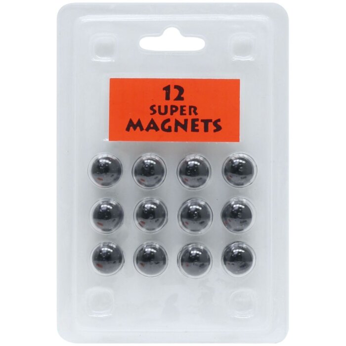 Blisterové balení 12 magnetů černá