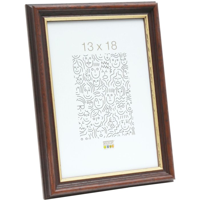 Deknudt dřevěný rám S406 ořech 10x15 cm zlatý okraj