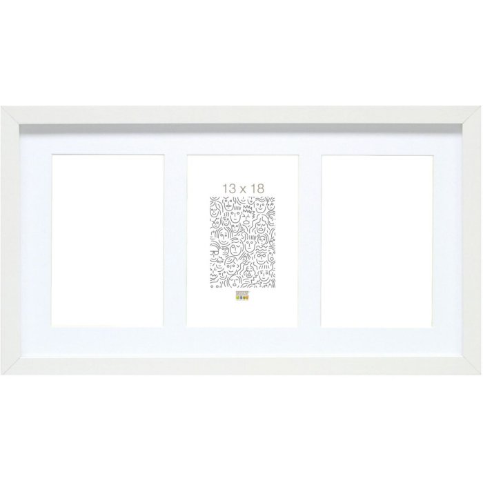 Deknudt galerijní rám S66KA6 dřevo bílá 3 fotografie 15x20 cm (28x55 cm)