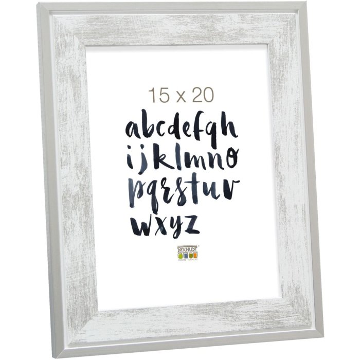 Deknudt dřevěný rám S43RE 13x18 cm bílý - stříbrný okraj