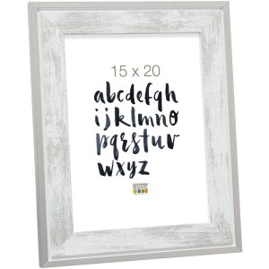 Dřevěný rám Deknudt S43RE 18x24 cm bílý - stříbrný okraj