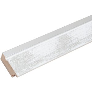 Dřevěný rám Deknudt S43RE 20x30 cm bílý - stříbrný okraj
