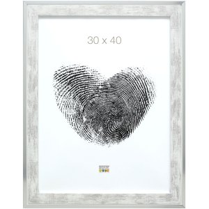 Dřevěný rám Deknudt S43RE 20x30 cm bílý - stříbrný okraj