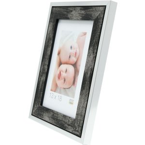 Dřevěný rám Deknudt S43RE 15x15 cm černý - stříbrný okraj