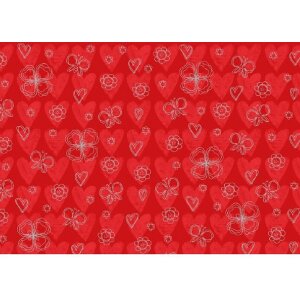 Papier 50x70cm serca czerwone srebrne